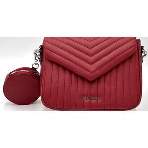 Nine West Red Crossbody & Matching Round Mini Pouch Coin Purse CUTE Fall Vibes